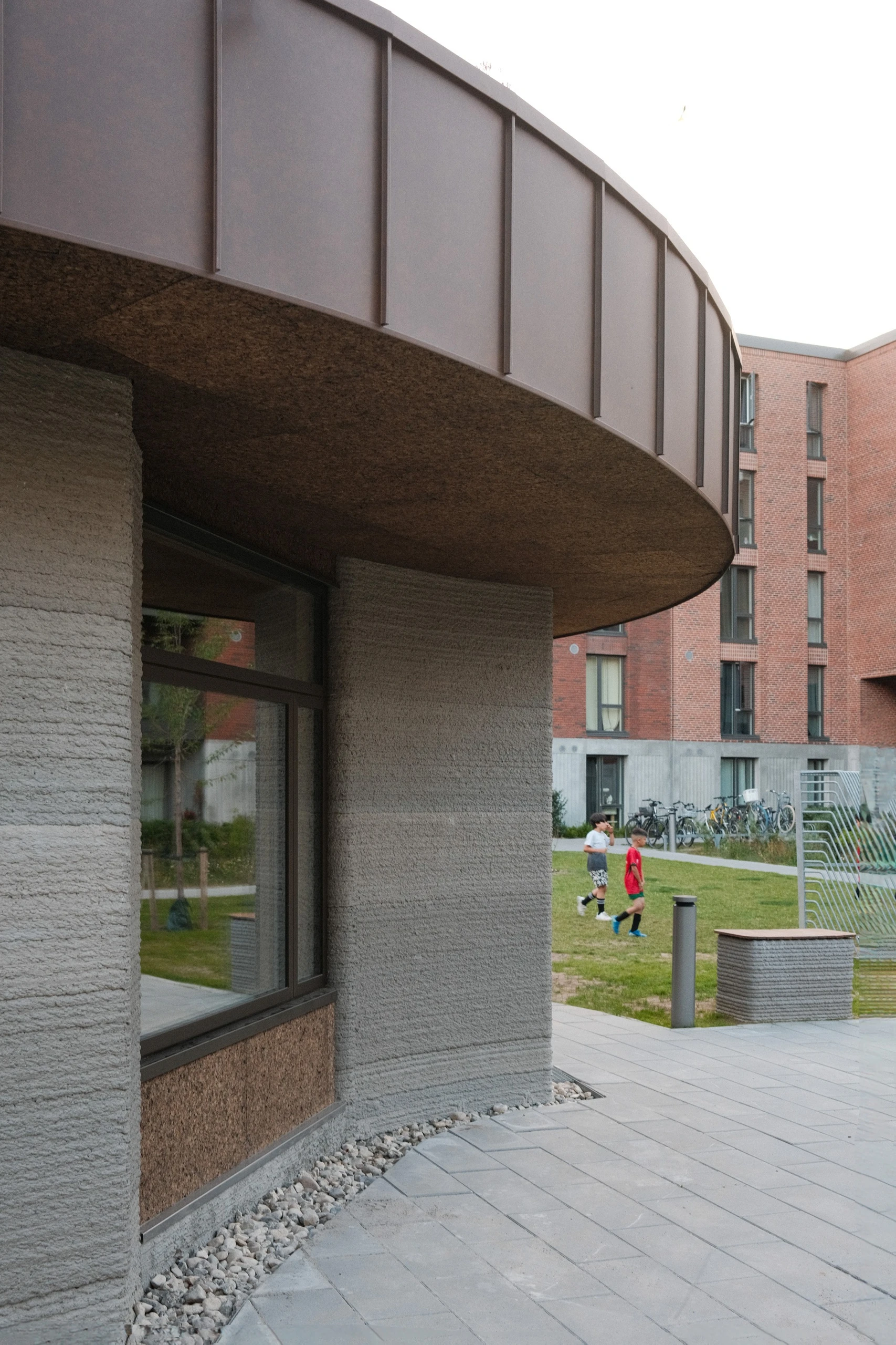 Image of the 3D-printed Community House completed