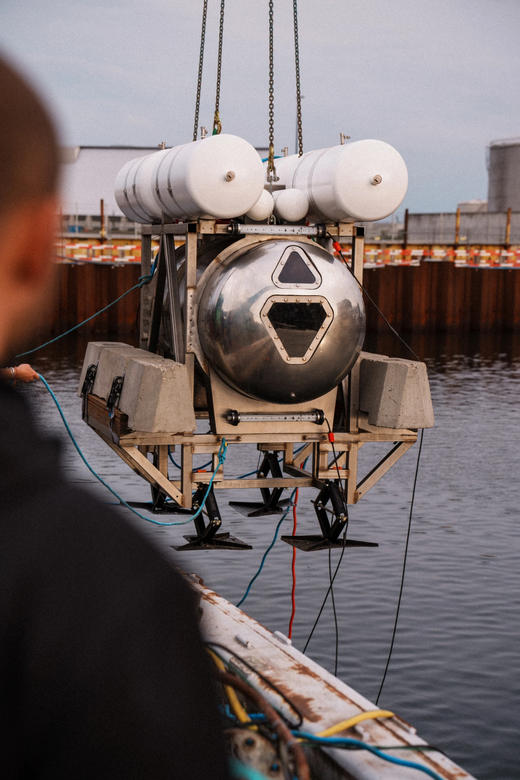 Image of Uhab being lowered into the water