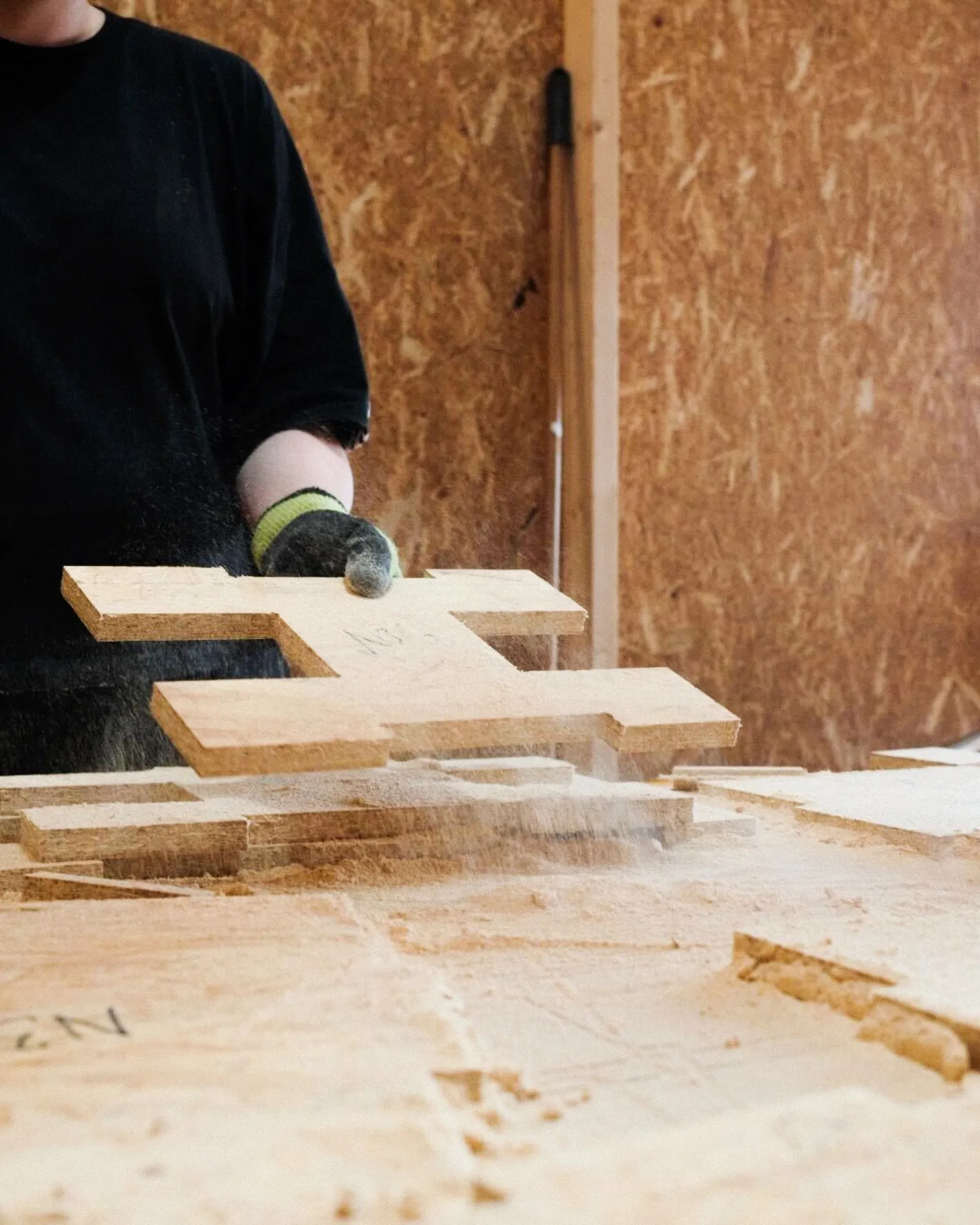 The modules being CNC cut