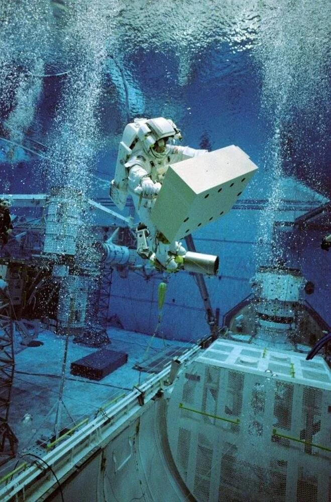 Image of astronaut training underwater