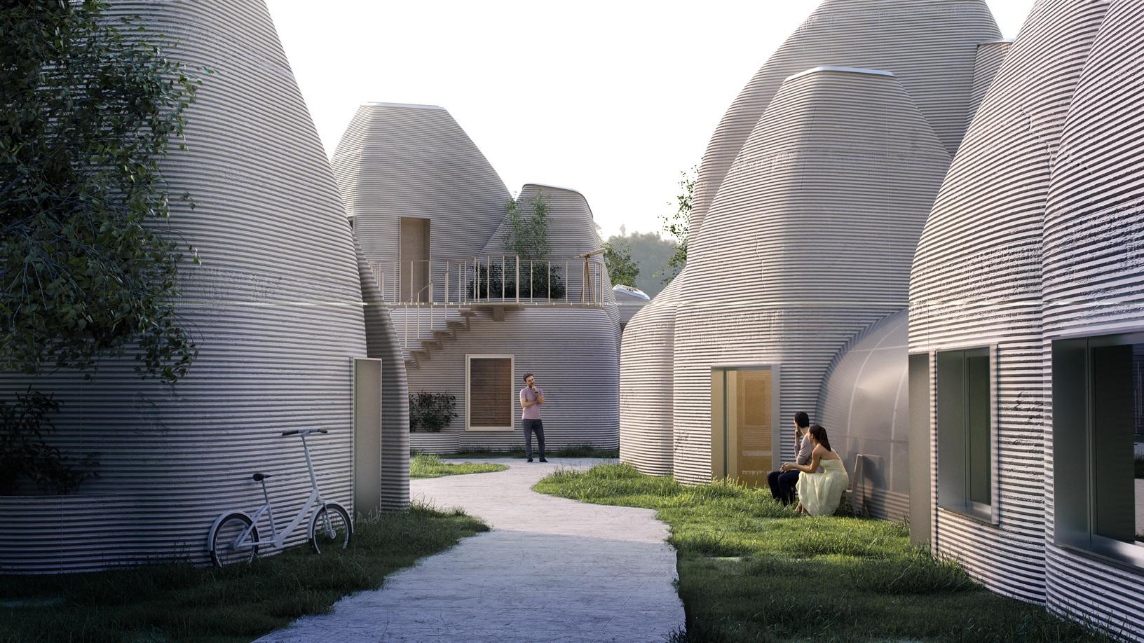 Render of project IDUN 3D printed houses