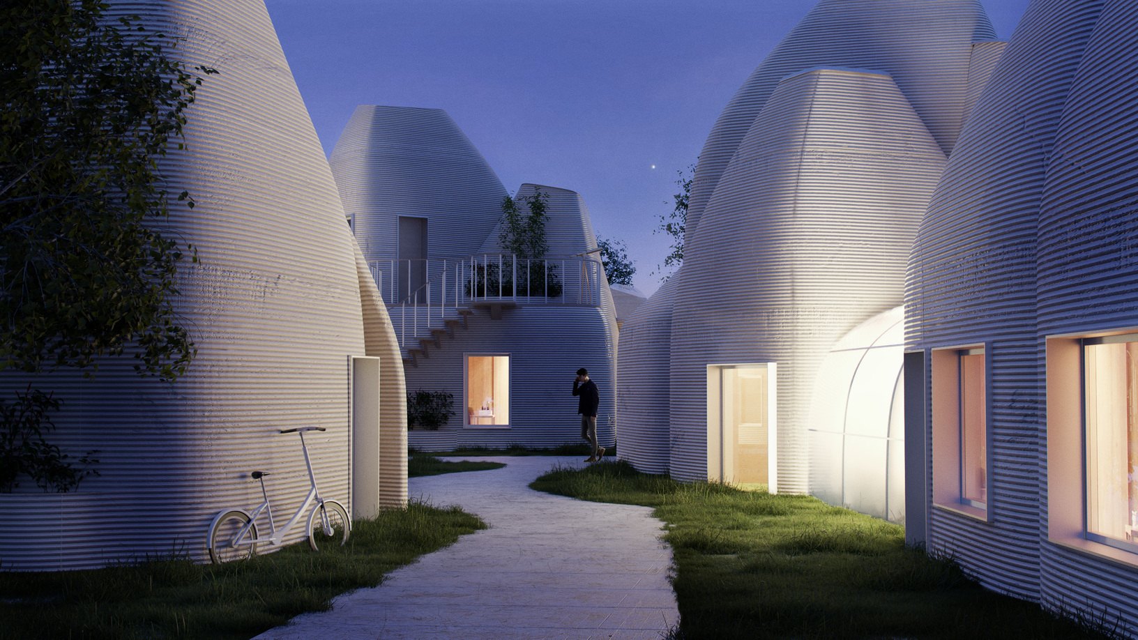 Render of project IDUN 3D printed houses
